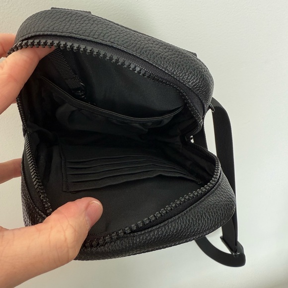 Black Crossbody Bag with Textured Leather Finish - Picture 3 of 3